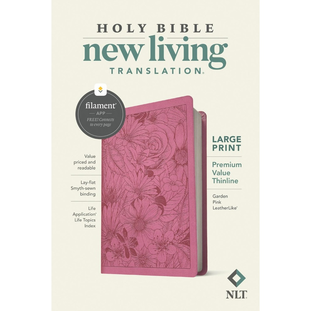 NLT Premium Value Large Print Thinline Bible, Large Print (Imitation Leather, Garden Pink) - Bulk Case of 24
