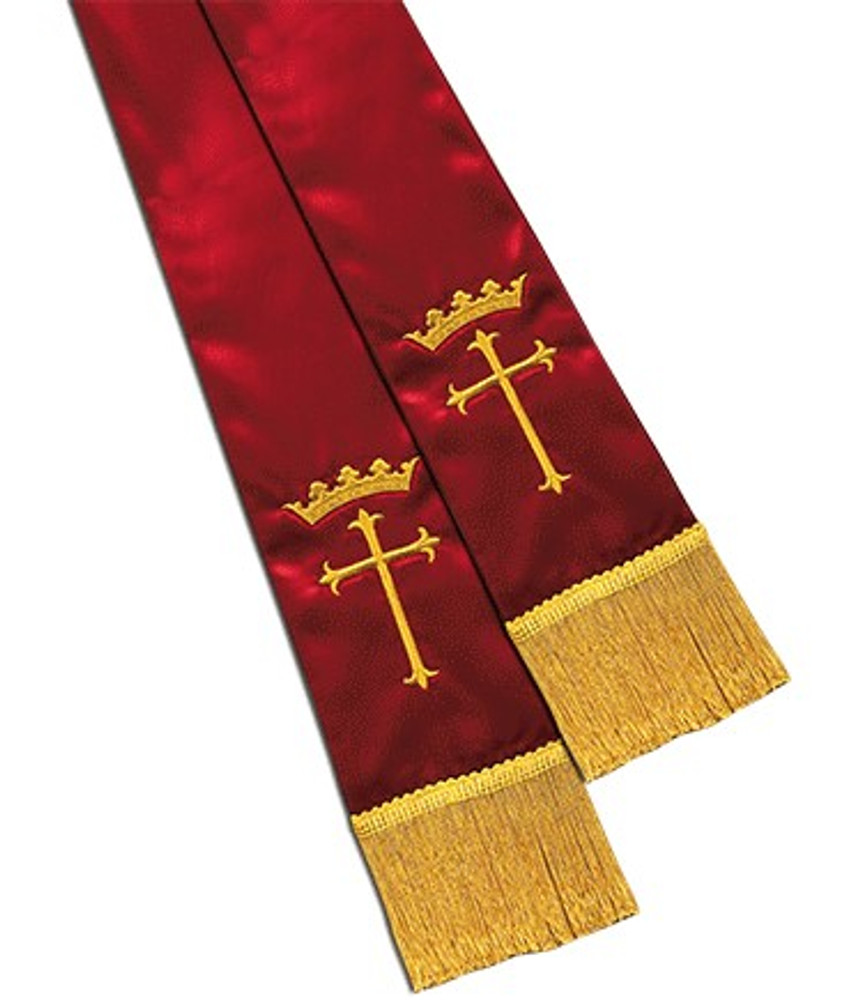 Empress Satin Clergy Stole - Red/Symbol