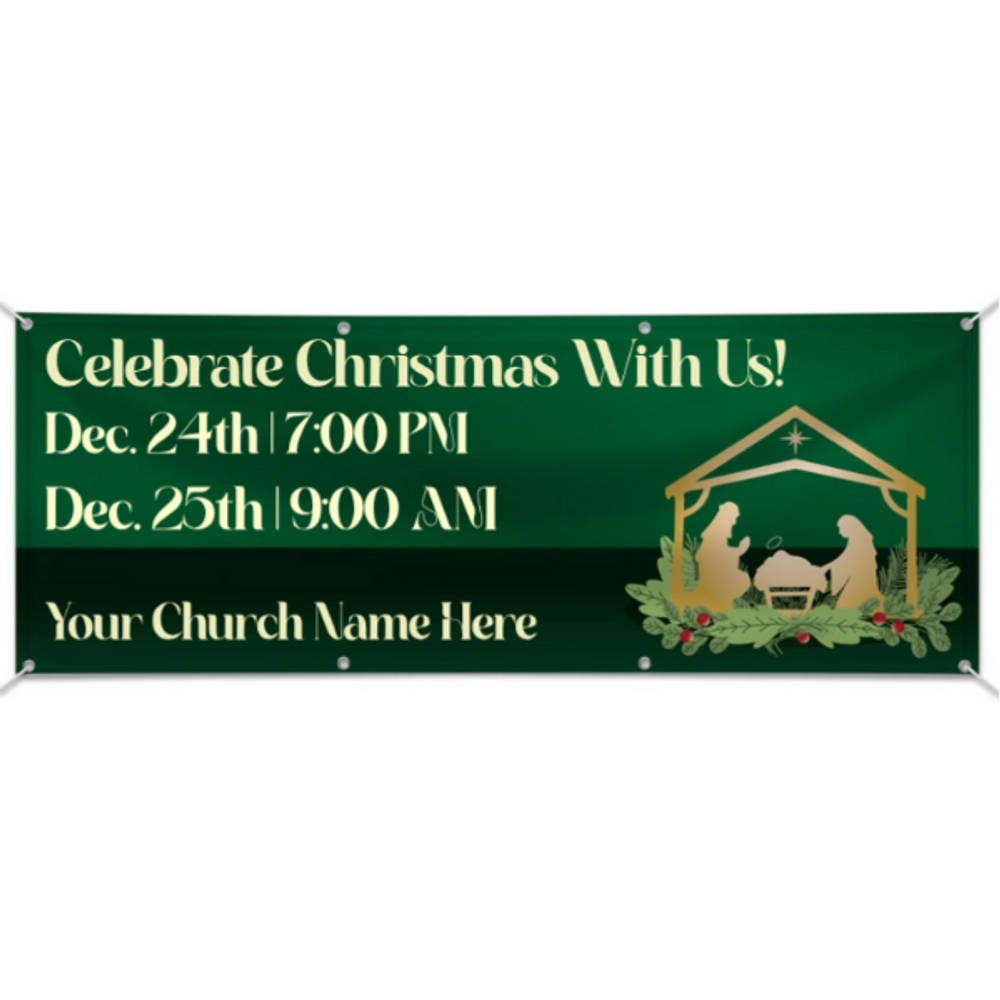 Outdoor Christmas Banner - Emerald Nativity - BFA250200