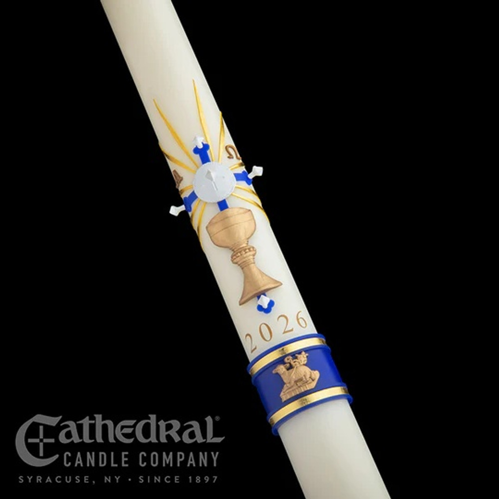 Holy Eucharist SculptWax Paschal Candle - 51% Beeswax - Cathedral Candle