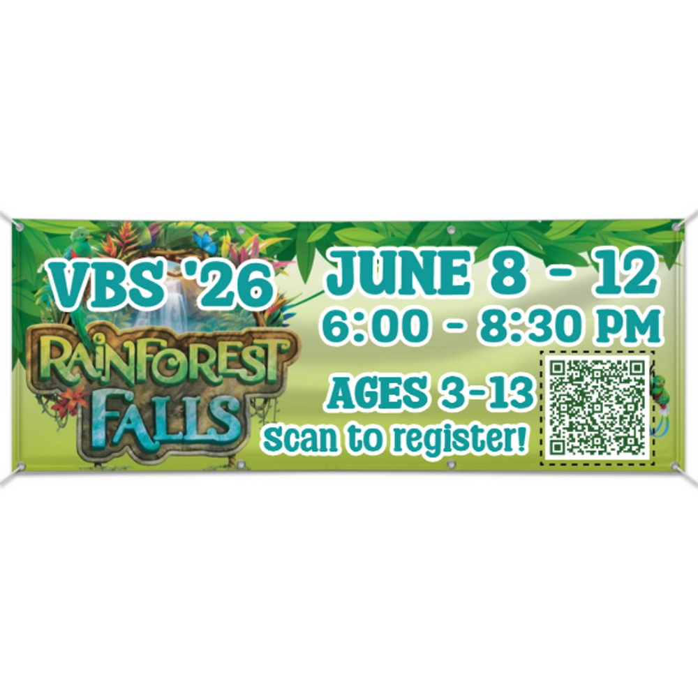 Easy Custom Outdoor Vinyl Banner - Personalize in Real Time - Rainforest Falls VBS - BRFAL005