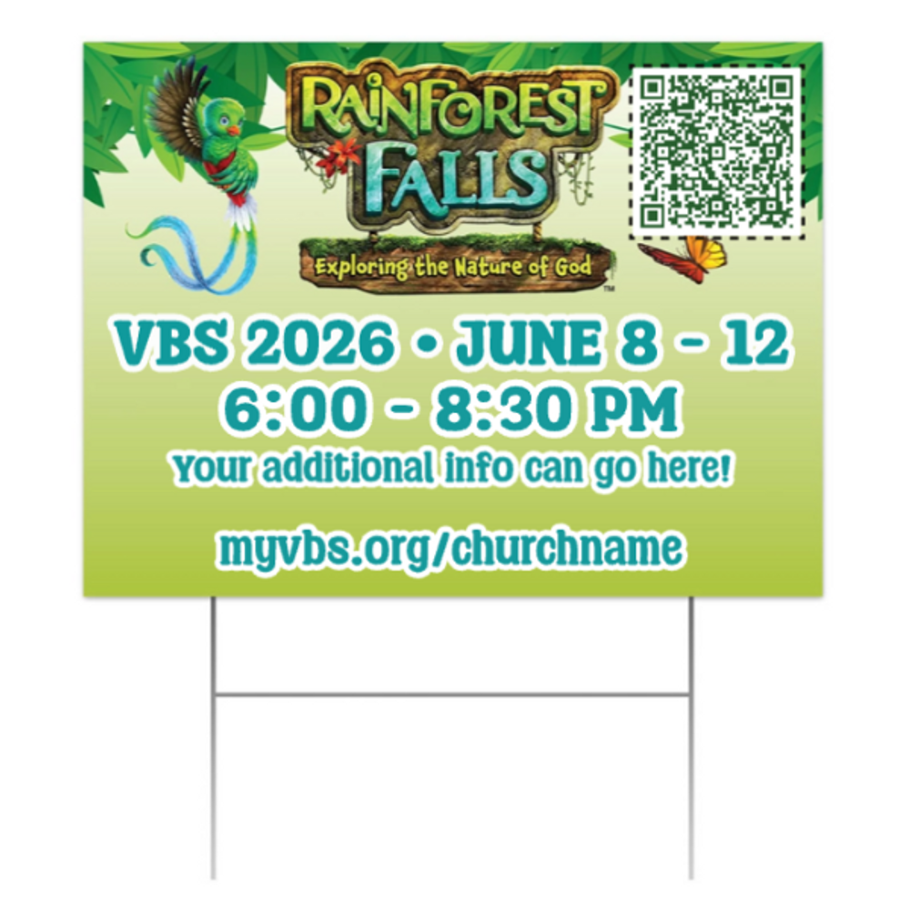 Easy Custom Outdoor Yard Sign - Personalize in Real Time - Rainforest Falls VBS - YSRFAL005