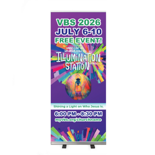 Easy Custom Retractable Vinyl Banner - Personalize in Real Time - Illumination Station VBS - RLUM001