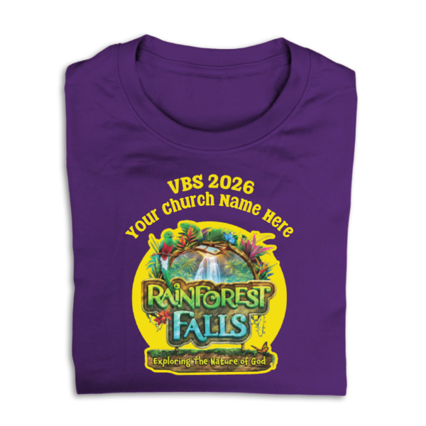 Easy Custom VBS T-Shirt - Full Color Design - Rainforest Falls VBS - VRFALFC01