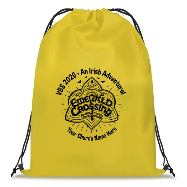 Easy Custom VBS Drawstring Bag - Personalize in Real Time - Emerald Crossing VBS - DEME011