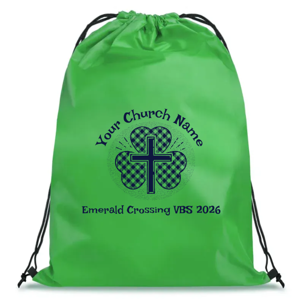 Easy Custom VBS Drawstring Bag - Personalize in Real Time - Emerald Crossing VBS - DEME051