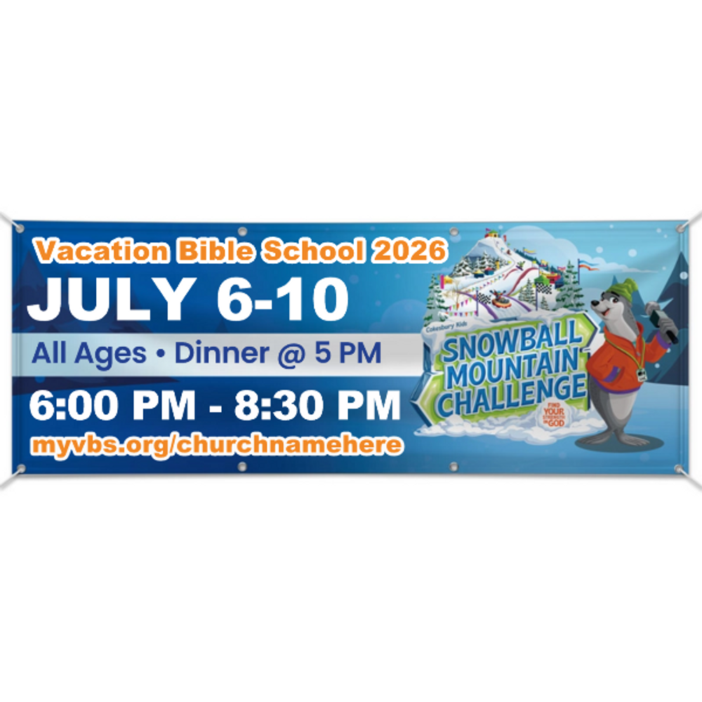 Easy Custom Outdoor Vinyl Banner - Personalize in Real Time - Snowball Mountain Challenge VBS - BSMC001