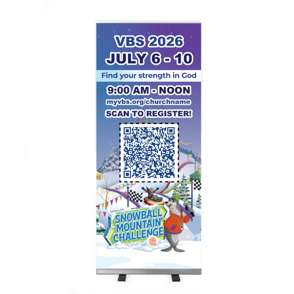 Easy Custom Retractable Vinyl Banner - Personalize in Real Time - Snowball Mountain Challenge VBS - RSMC001