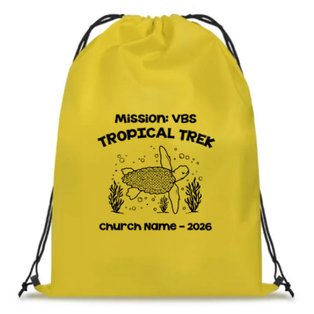 Easy Custom VBS Drawstring Bag - Personalize in Real Time - Tropical Trek VBS - DTROP021