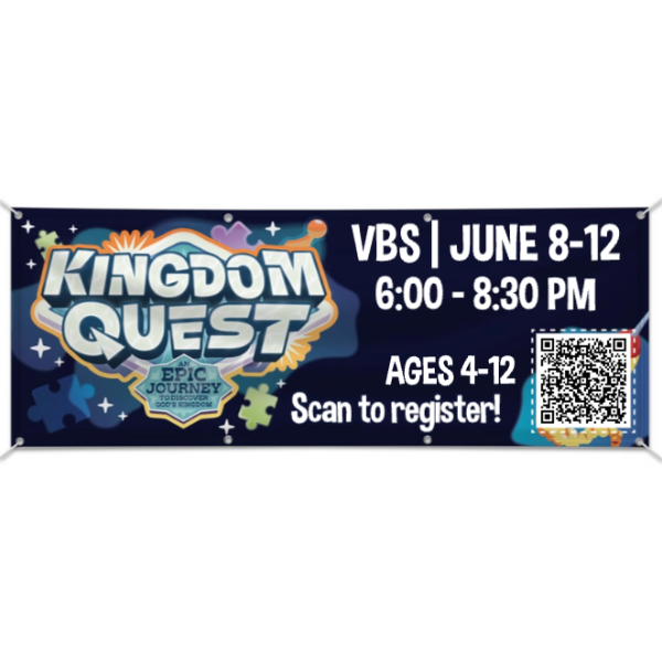 Easy Custom Outdoor Vinyl Banner - Personalize in Real Time - Kingdom Quest VBS - BKGD005