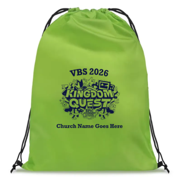 Easy Custom VBS Drawstring Bag - Personalize in Real Time - Kingdom Quest VBS - DKGD021