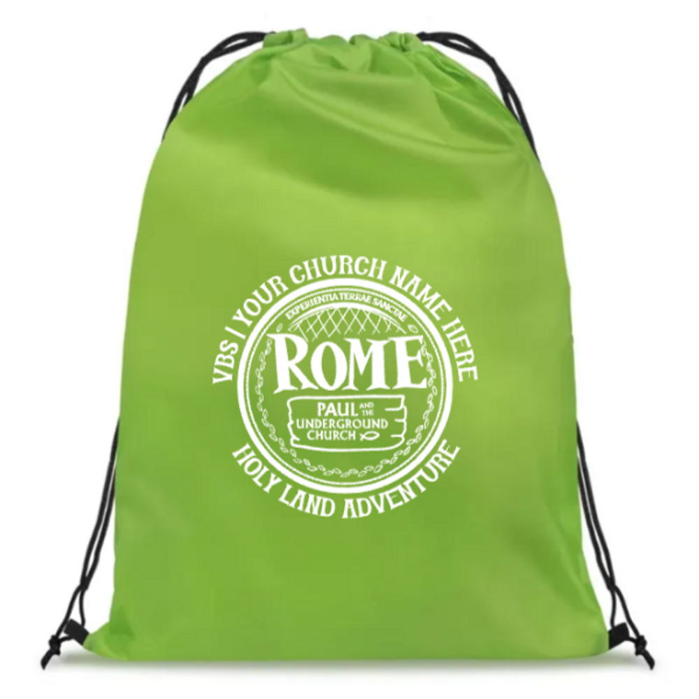 Easy Custom VBS Drawstring Bag - Personalize in Real Time - Rome VBS - DROM011
