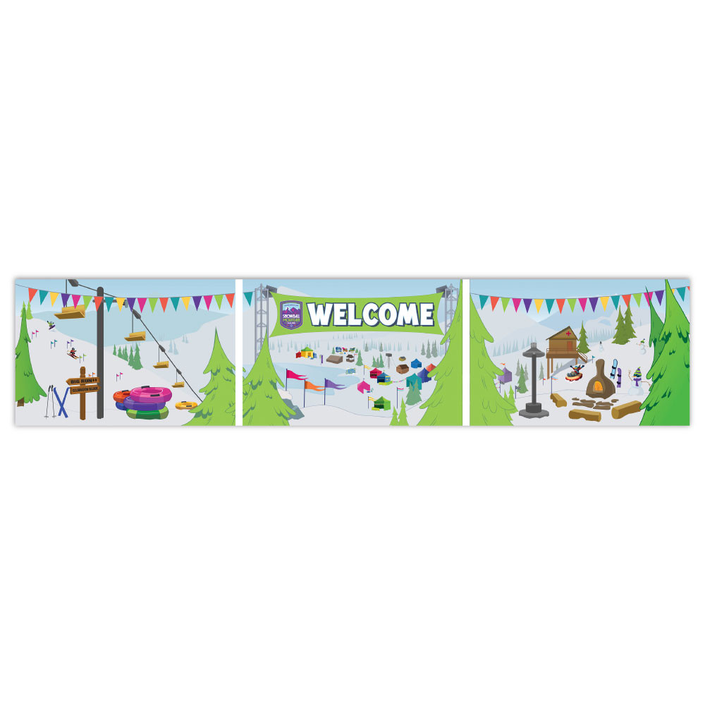Complete Decorating Mural Package (9 panels tile to 6' x 27') - Snowball Mountain Challenge VBS 2026 by Cokesbury