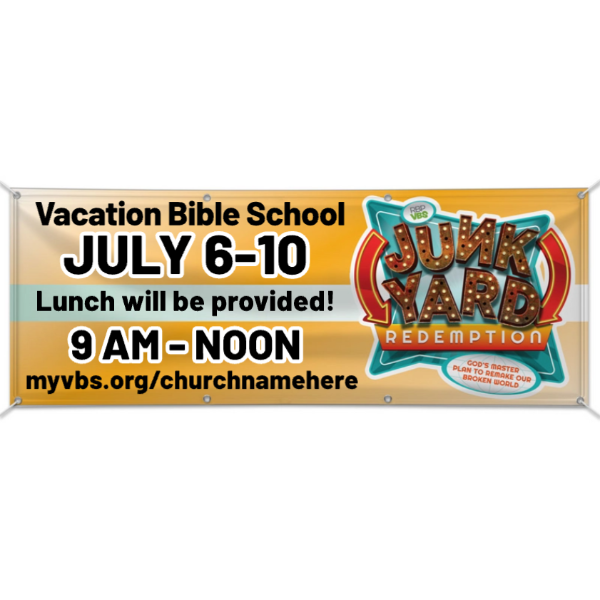 Easy Custom Outdoor Vinyl Banner - Personalize in Real Time - Junkyard Redemption VBS - BJYR001