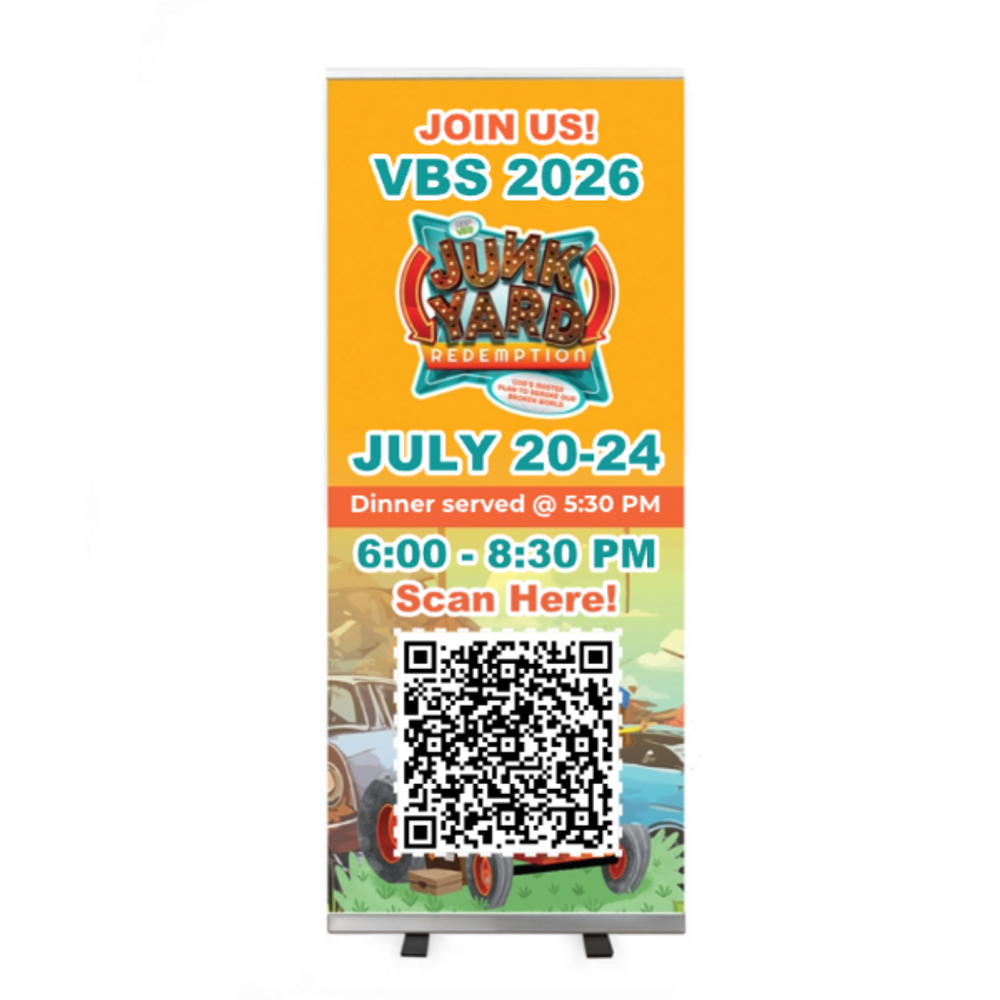 Easy Custom Retractable Vinyl Banner - Personalize in Real Time - Junkyard Redemption VBS - RJYR001