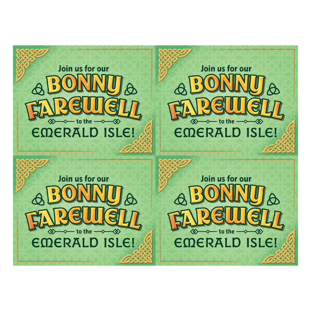 Closing Program Invite Postcards (Pack of 40) - Ten perforated (11 in. x 8.5 in.) sheets, 4 per sheet - Printer-friendly - Emerald Crossing VBS 2026 by Answers