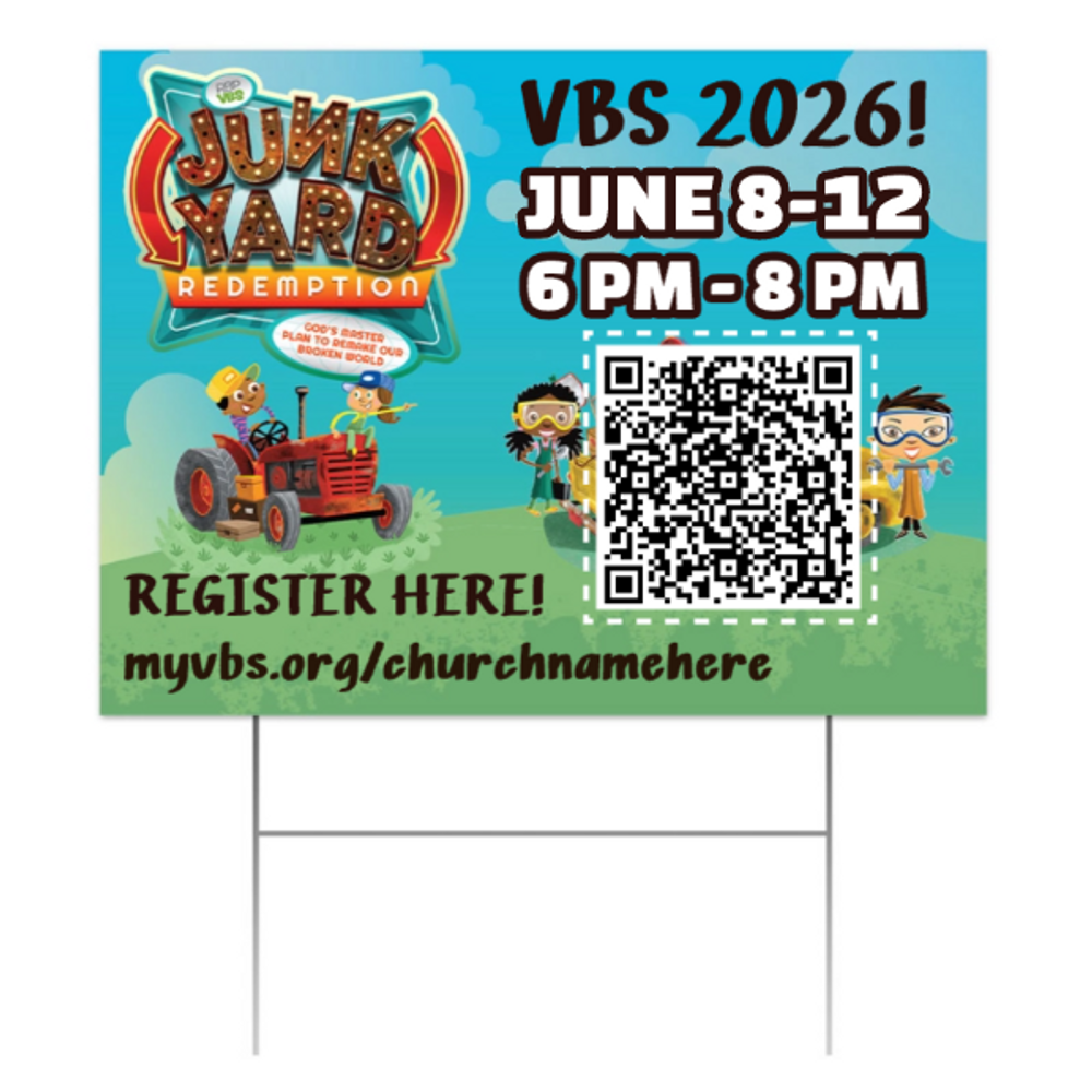 Easy Custom Outdoor Yard Sign - Personalize in Real Time - Junkyard Redemption VBS - YSJYR002