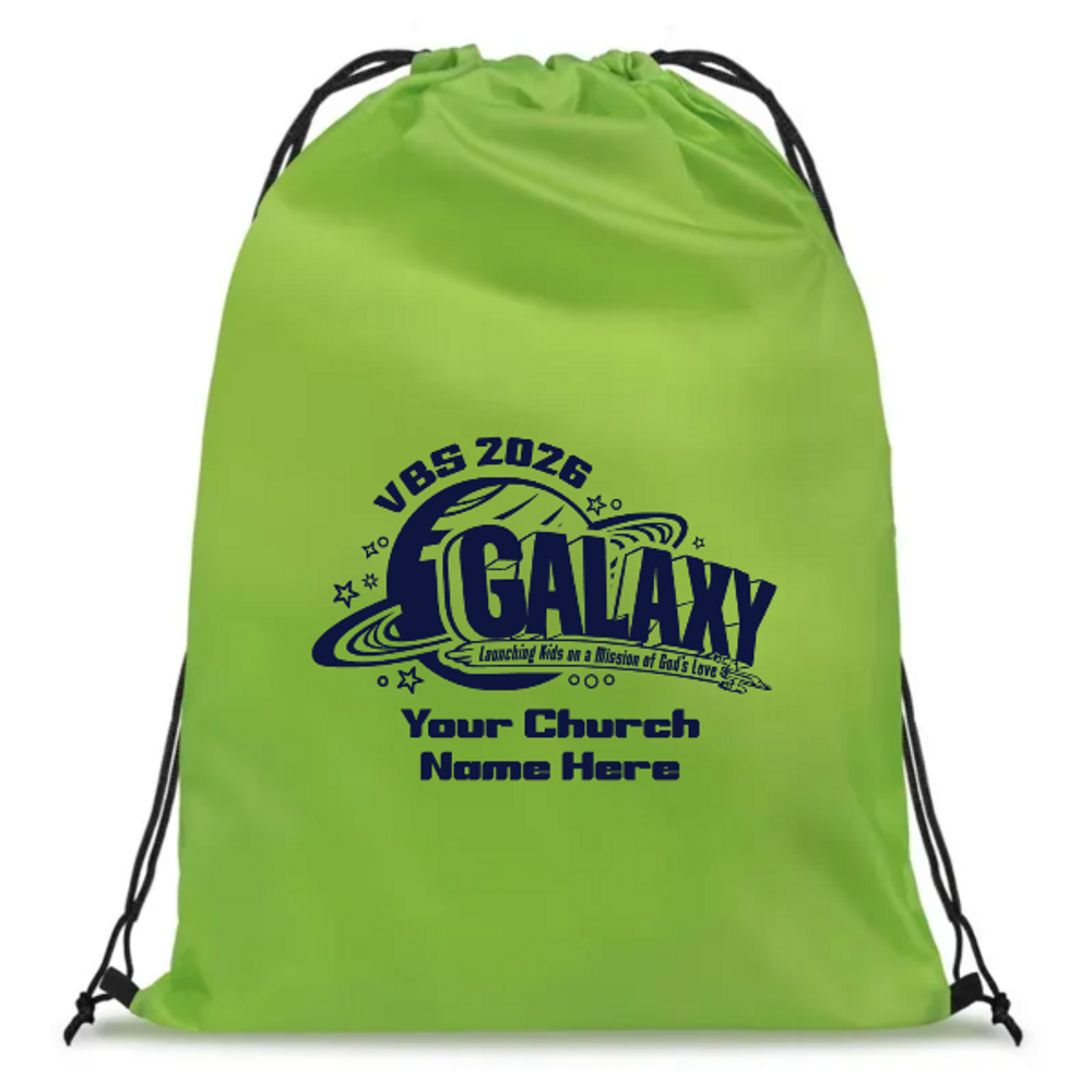 Easy Custom VBS Drawstring Bag - Personalize in Real Time - Galaxy Weekend VBS - DGAL011