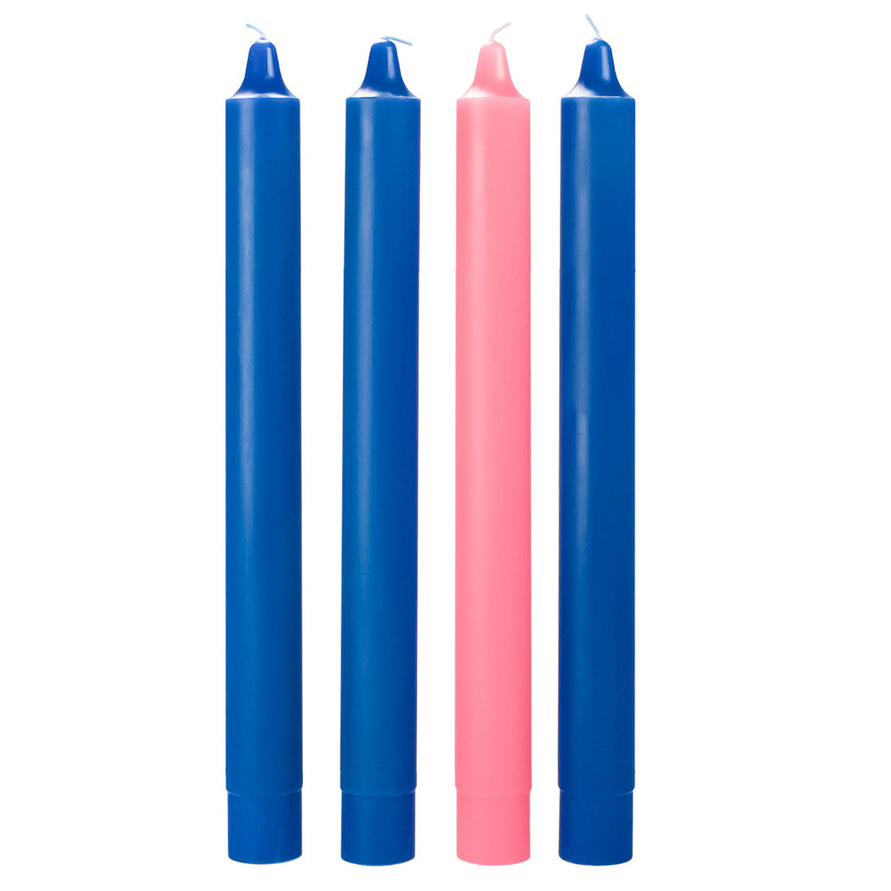 16" x 1.5" Stearic Advent Candles (3 Blue - 1 Rose) by Will & Baumer