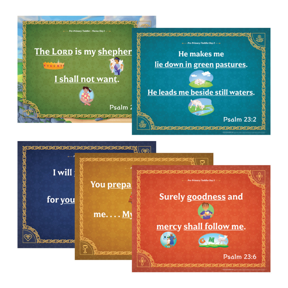 Pre-Primary and Toddler Memory Verse posters (Pack of 5) - Emerald Crossing VBS 2026 by Answers