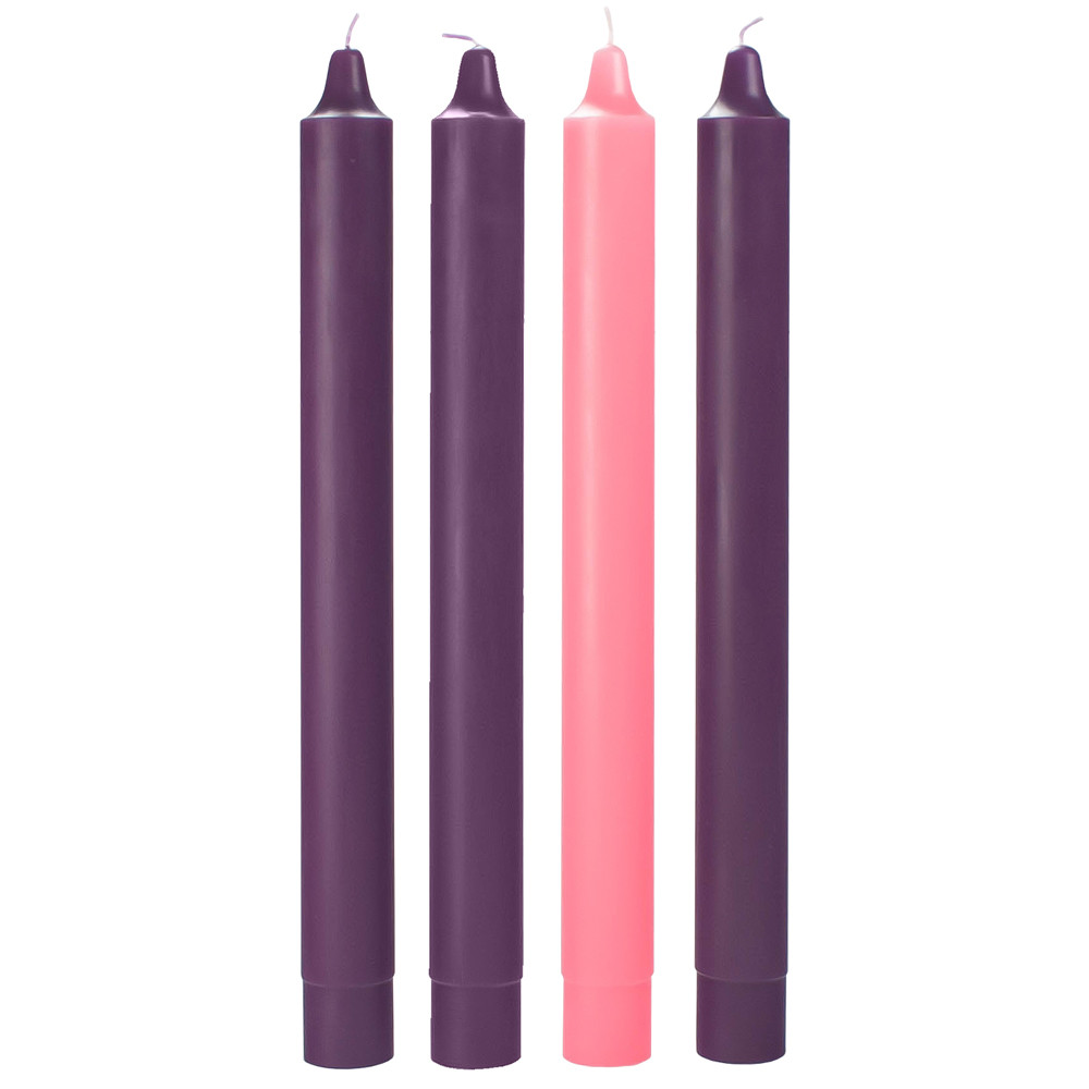 16" x 1.5" Stearic Advent Candles (3 Purple - 1 Rose) by Will & Baumer