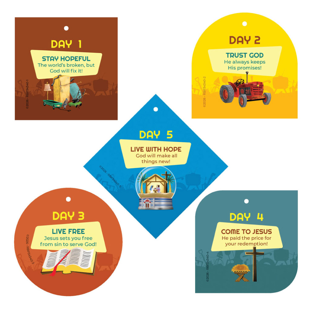 Redemption Truth Tags (5 sets of 5 designs. Enough for 5 Students.) - Junkyard Redemption VBS 2026 by RBP