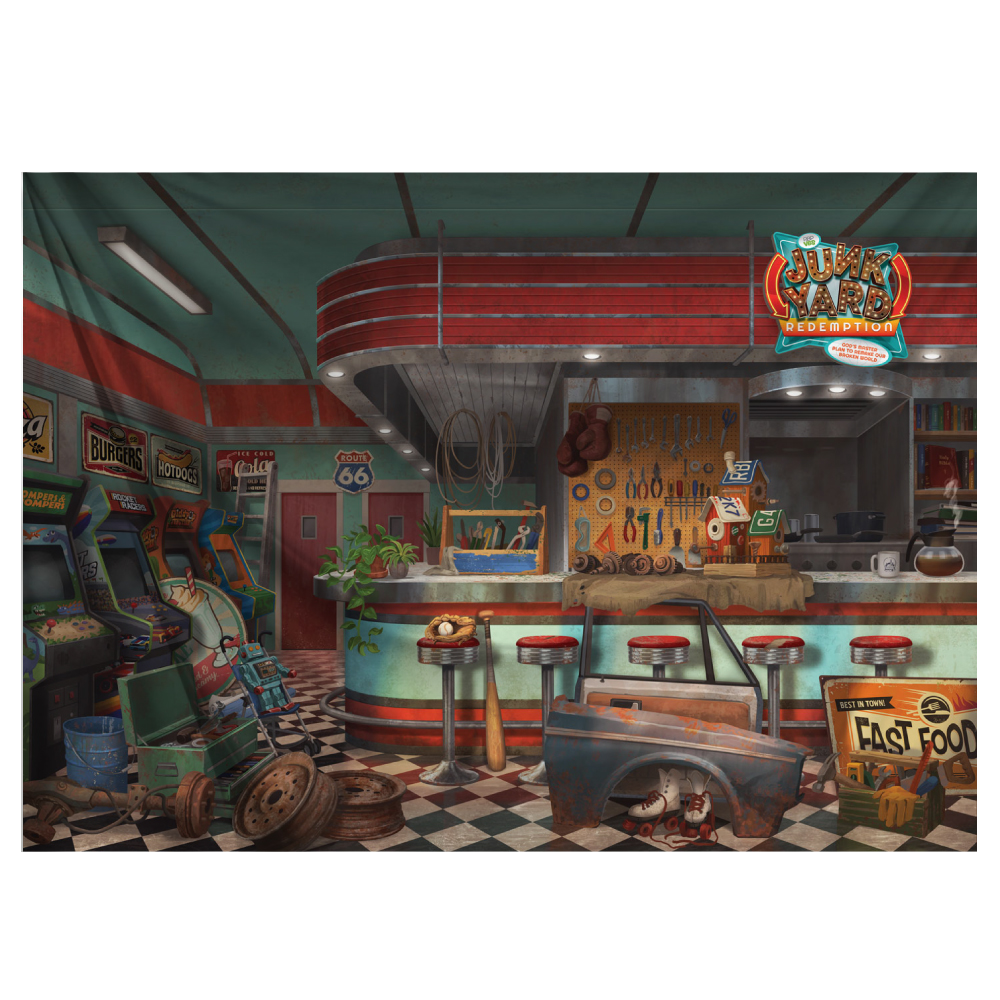 Theme Backdrop - 80" x 58" Paper Panels - Junkyard Redemption VBS 2026 by RBP