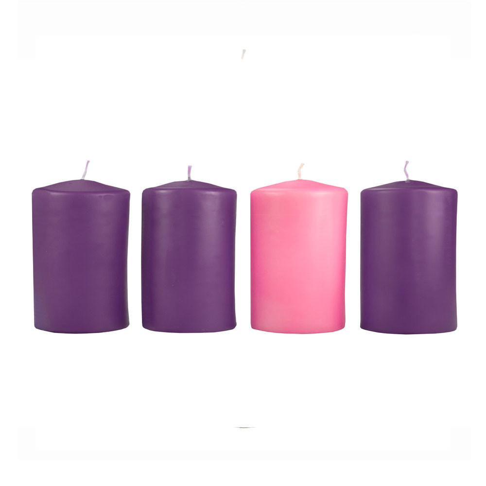 6" x 3" Advent Pillar Candles (3 Purple, 1 Rose) by Will & Baumer