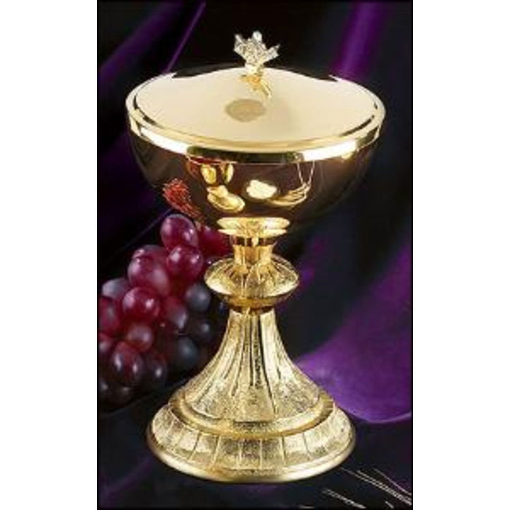 Dual Finish Ciborium w/ Cover - Brass/Gold Plated