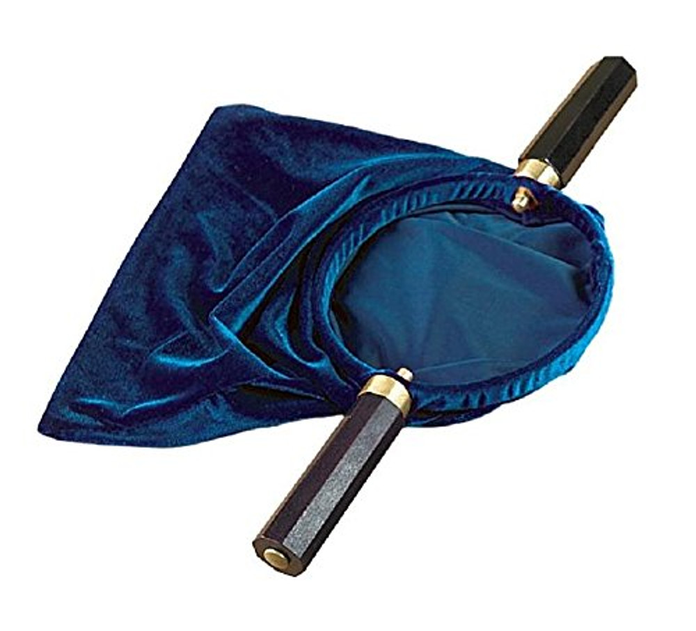 Blue Offering Bag - Wood/Brass (Pkg of 4)