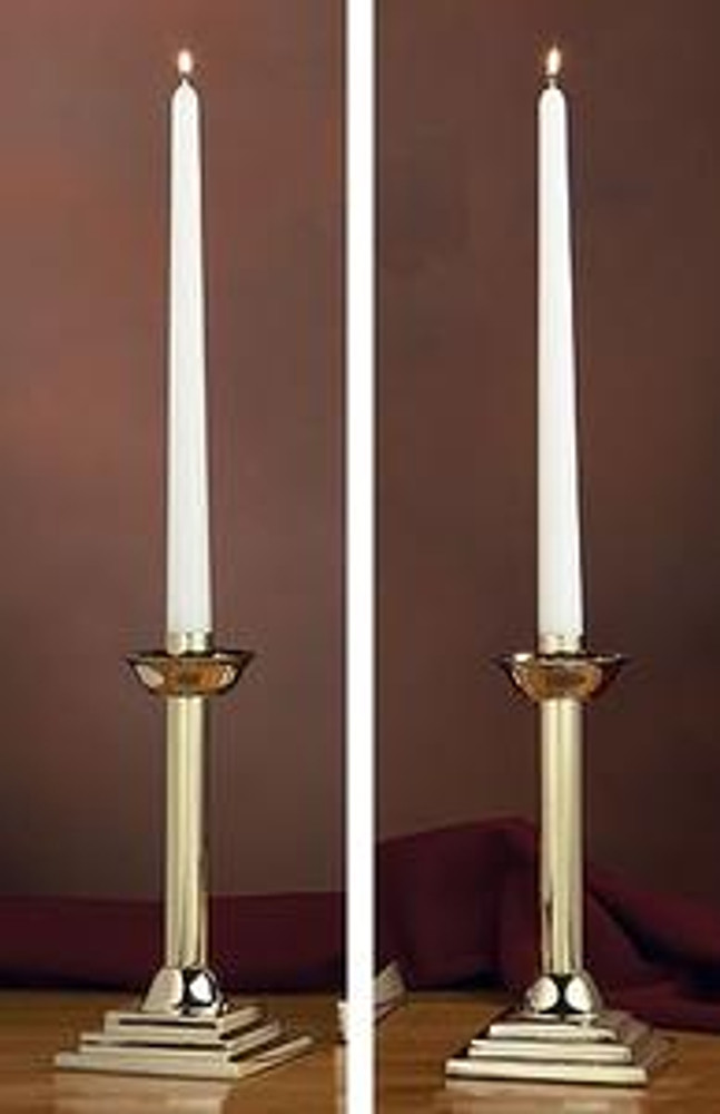 Solid Brass Altar Candleholder - 9" (Set of 2)