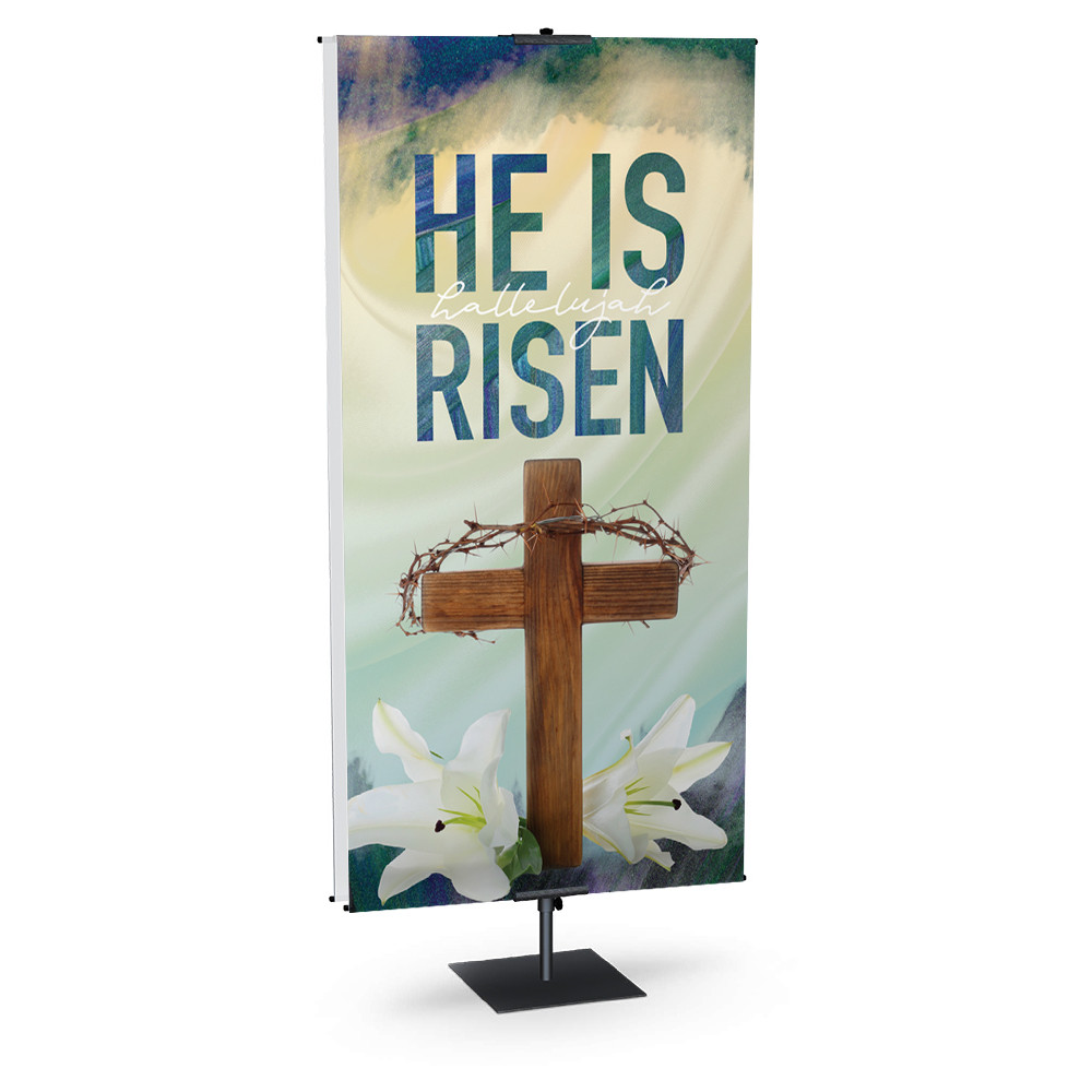 Church Banners - Rugged Brush Lent - He is Risen