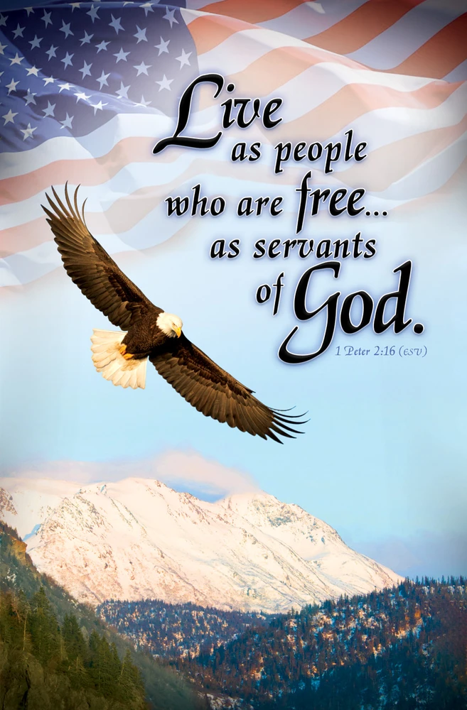 8.5" x 11" Bulletin - Patriotic - Live as people who are free - 1 Peter 2:16 ESV - Pack of 100