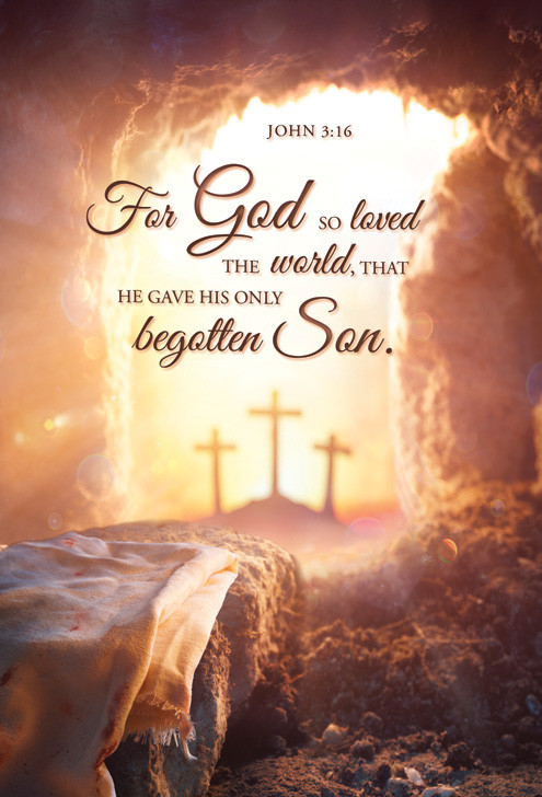 Bookmark - Easter - Cross - For God so loved the world - John 3:16 KJV - Pack of 25