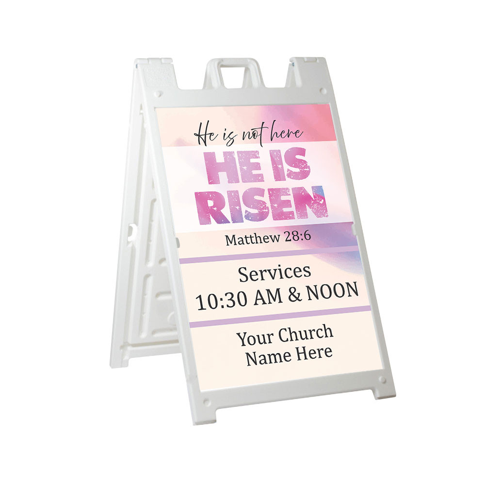 Deluxe A-Frame Sandwich Board Street Signs (24"x36") - He is Risen Pastel - AFSP260100