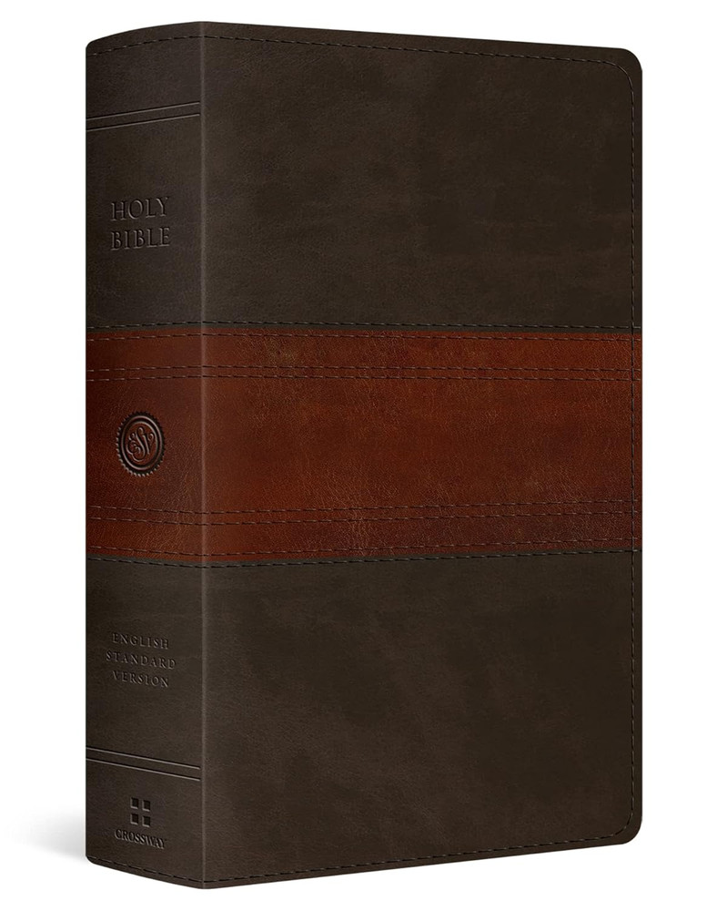 ESV Large Print Personal Size Bible, Soft Leather Look, Forest/Tan with Trail Design - Case of 16