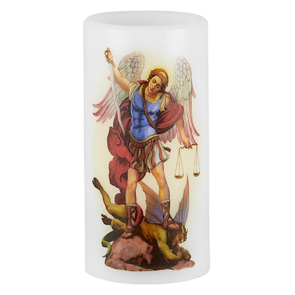 ST. MICHAEL FLAMELESS DEVOTIONAL LED CANDLE (Pack of 2