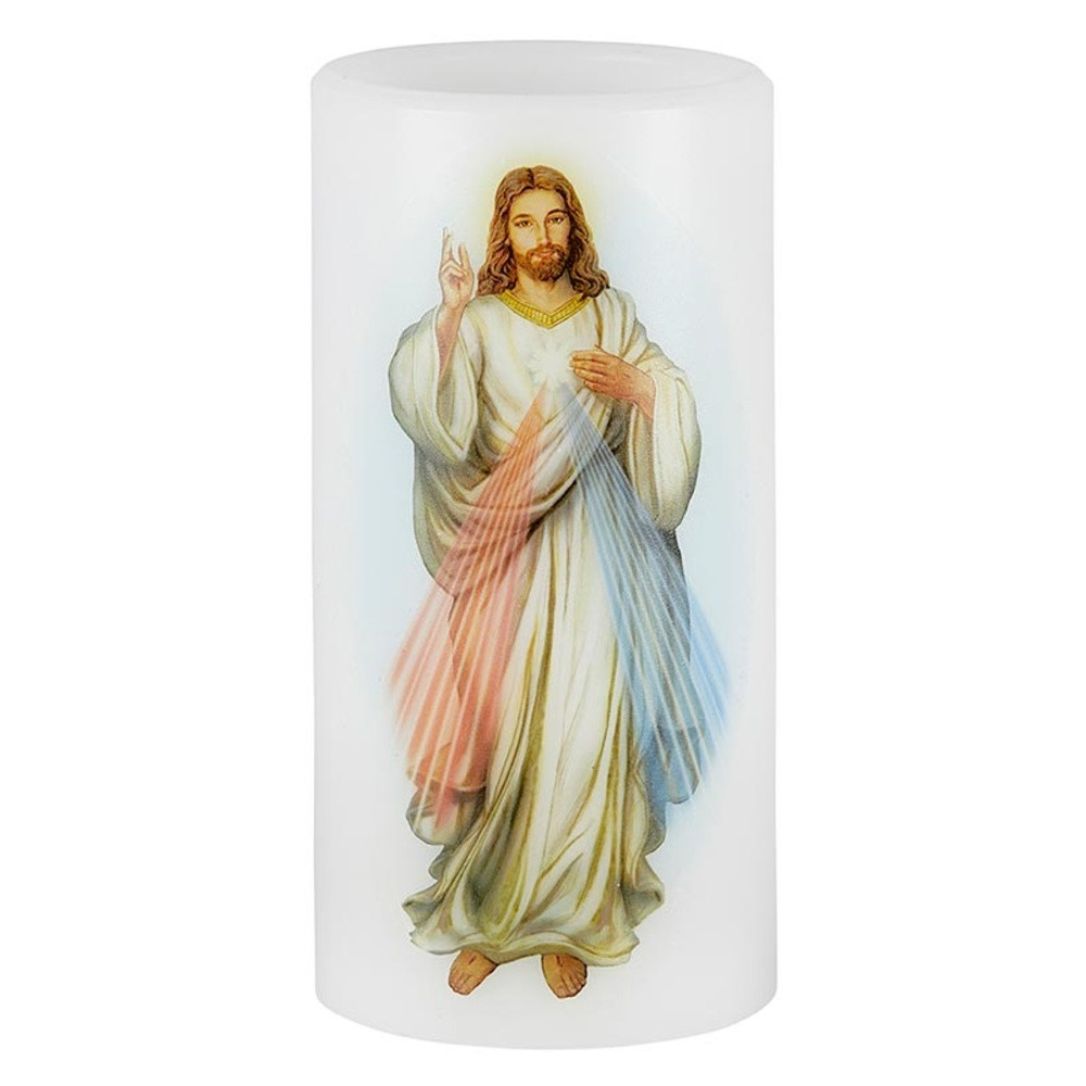 Divine Mercy Flameless Devotional LED Candle, Pack of 2