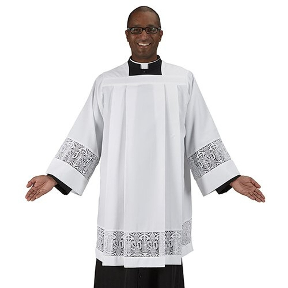 Latin Cross and IHS Lace Surplice (Small) - Concordia Supply