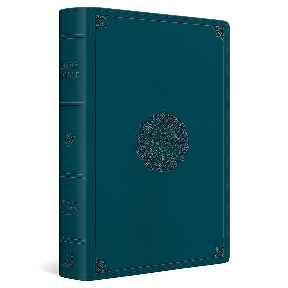 ESV Large Print Personal Size Bible, Red Letter (TruTone, Deep Teal, Emblem Design) - Case of 10