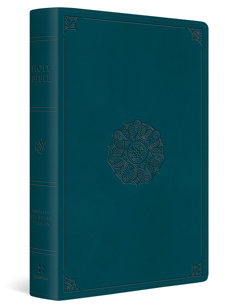 ESV Giant Print Thinline Bible, Red Letter (TruTone, Deep Teal, Emblem Design) - Case of 12