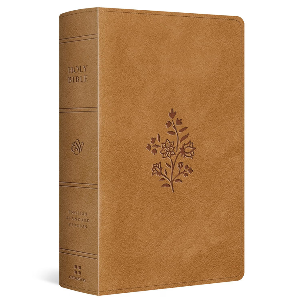 ESV Large Print Personal Size Bible, Red Letter, Thumb Indexed (TruTone, Nubuck Caramel, Wildflower Design) - Case of 16