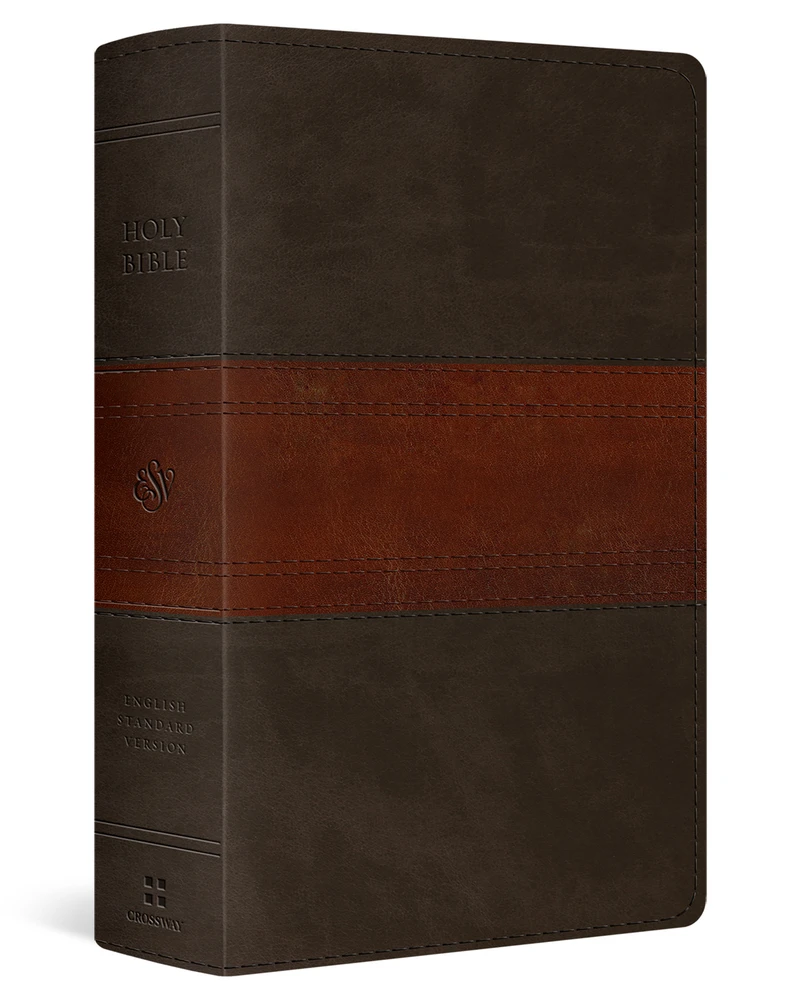 ESV Large Print Personal Size Bible, Red Letter (TruTone, Forest/Tan, Trail Design) - Case of 16