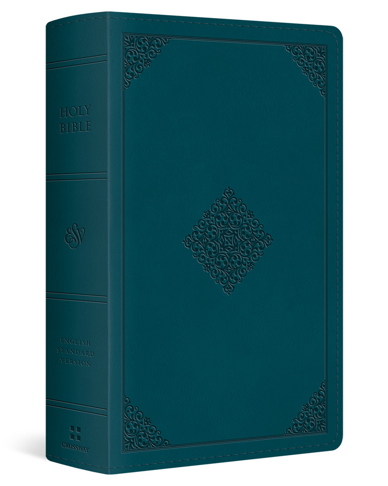 ESV Large Print Personal Size Bible, Red Letter (TruTone, Deep Teal, Ornament Design) - Case of 16