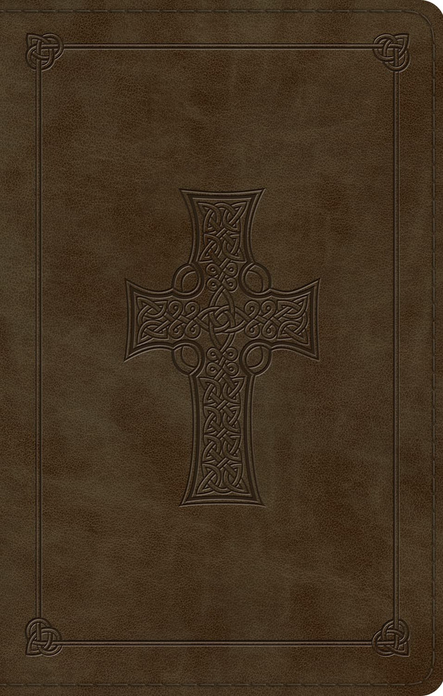 ESV Large Print Value Thinline Bible - Olive, Celtic Cross Design Trutone - Case of 24