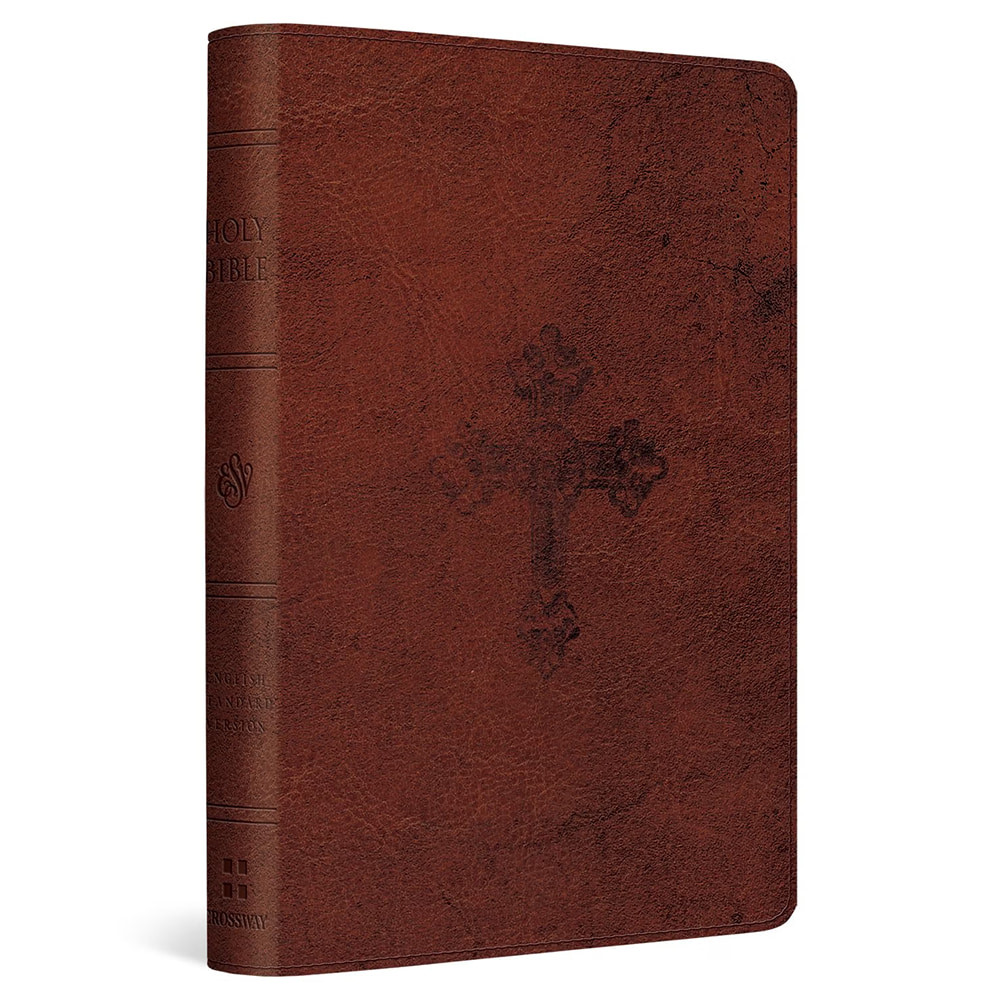 ESV Compact Bible - Walnut, Weathered Cross Design Trutone - Case of 32