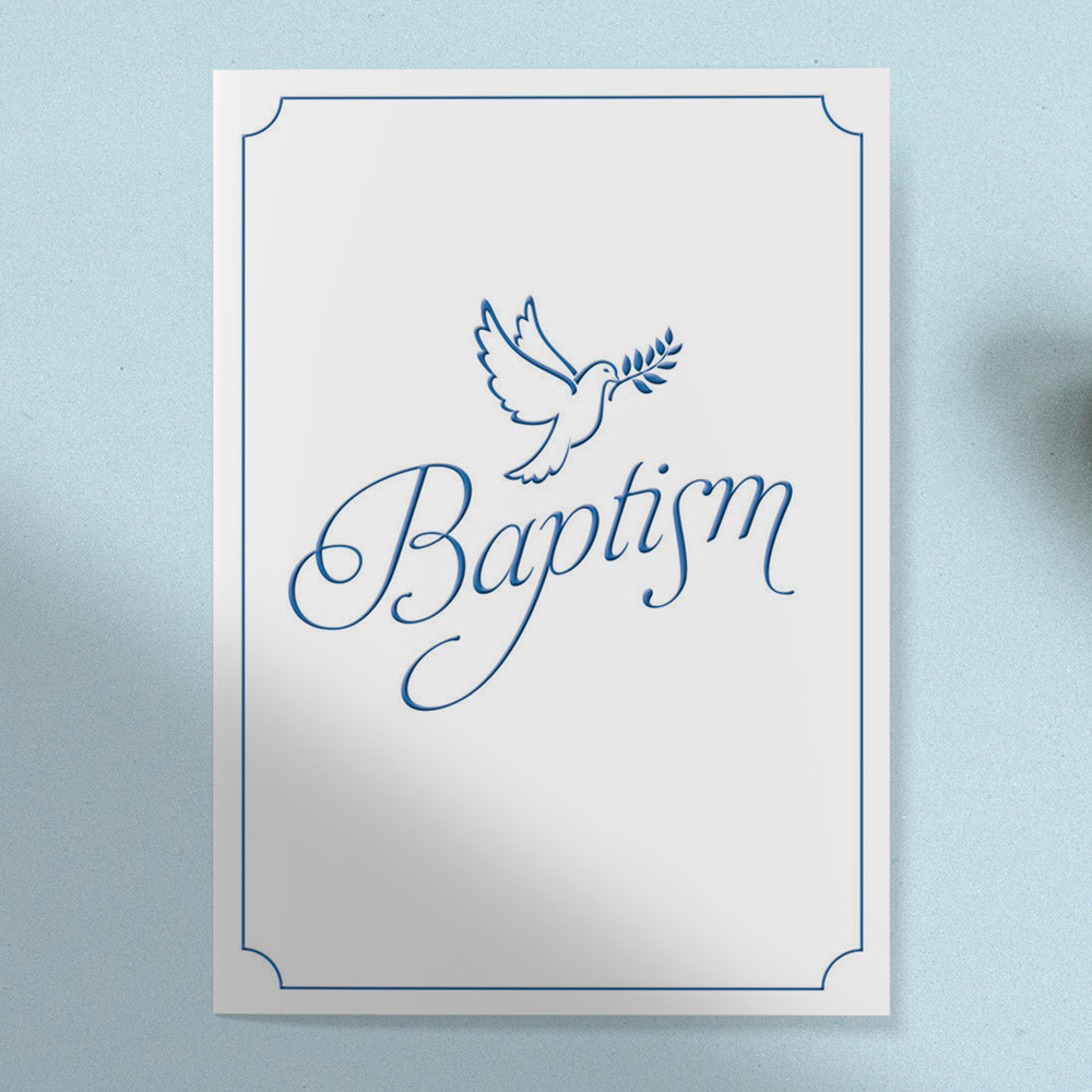 Baptism Certificate - 5x7 Folded, Premium, Blue Foil Embossed
