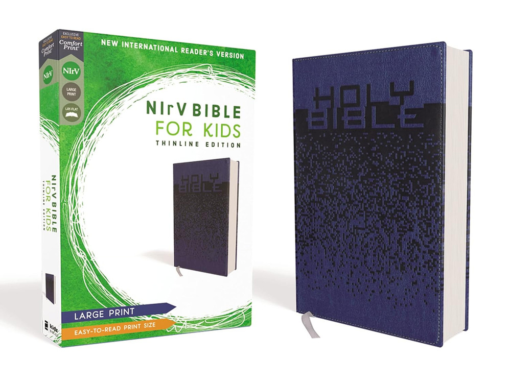 NIrV Bible for Kids, Large Print, Leathersoft, Blue, Comfort Print - Case of 16