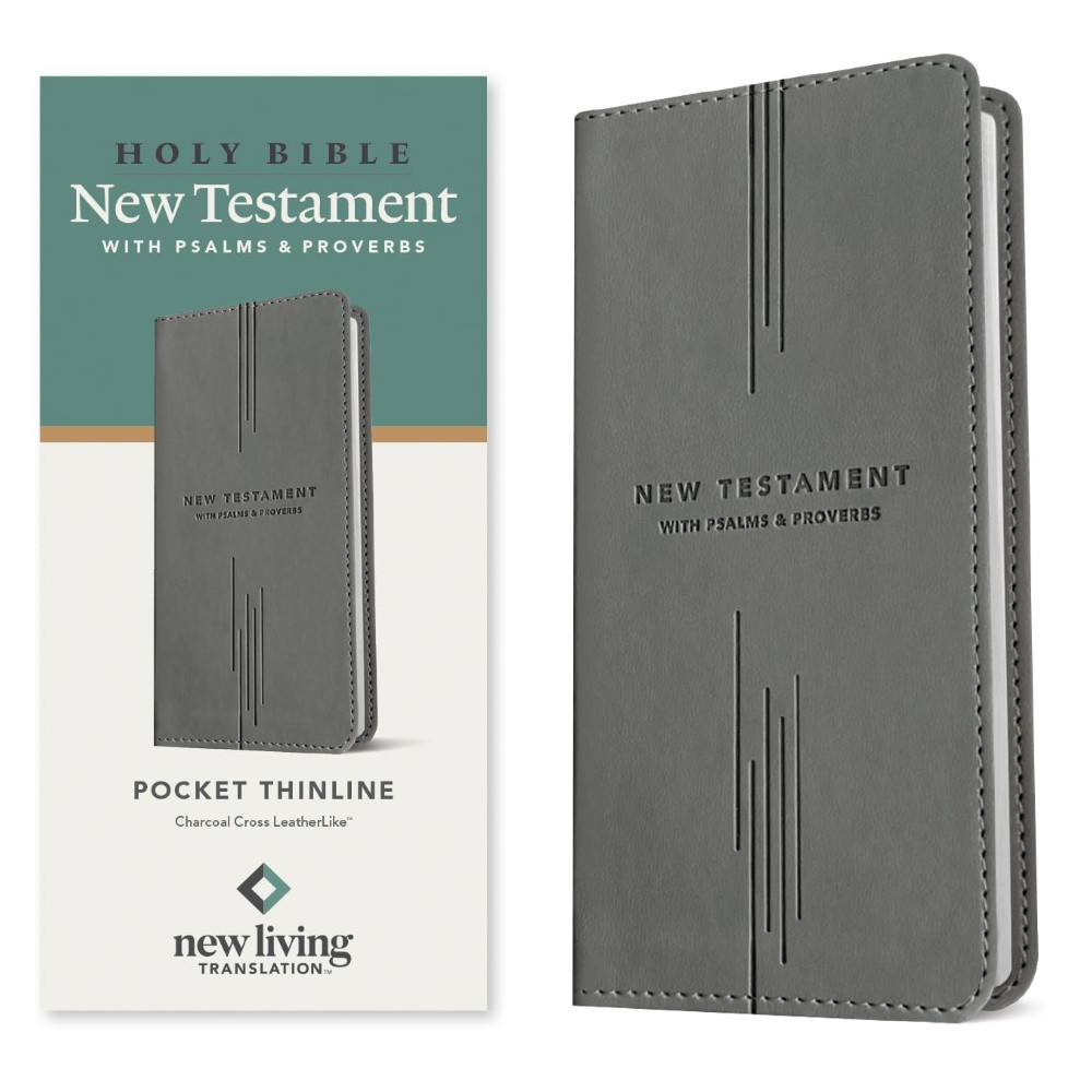 NLT Pocket Thinline New Testament with Psalms and Proverbs (Leatherlike, Charcoal Cross)