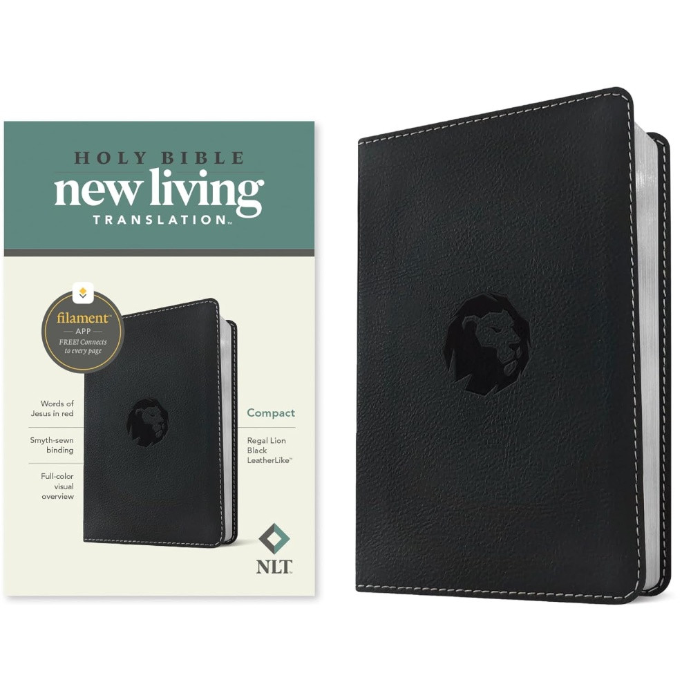 NLT Compact Bible, Filament Enabled (Leatherlike, Regal Lion Black